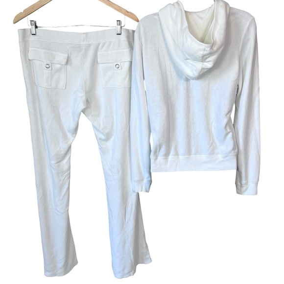 JUICY COUTURE VINTAGE Y2K WHITE TERRY TRACK SUIT SET - Picture 15 of 15